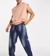 COLLUSION - x014 - Løstsiddende jeans med ekstreme, vaskede detaljer i 90'er-stil-Blå