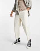 Topman - Tapered jeans med plisseringer foran i ecrufarve-Hvid