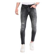 Herre Slim Fit Jeans med Malingssprøjt - 1069