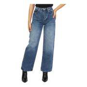 Blå Straight Fit Denim Jeans
