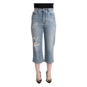 Slidt Bomuld Denim Capri Cropped Jeans