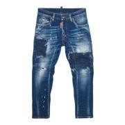 Mørkeblå slidte børne jeans