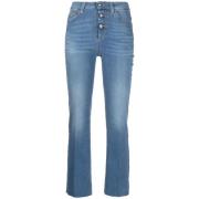 Blå Mid-Rise Slim-Fit Cropped Jeans