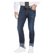 Blå Slim Fit Jeans med Mønstrede Detaljer