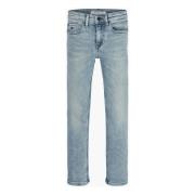 Denim Jeans - Slim Fit, Mellemhøj Talje, Blå Vask