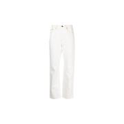 High-waisted flared jeans White
