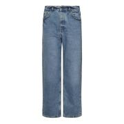 Blå afslappet lavtalje denim jeans