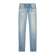 Blå Bomuldsblanding Slim Fit Jeans