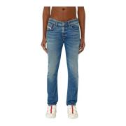 Lavtaljede skinny stretch jeans - Blå